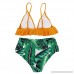 Women's Two Pieces High Waisted Swimsuit V Neck Ruffle Push Up Print Flower Bikini Set Swimwear Two Pieces Bathing Suit Green B07NS5WQWJ